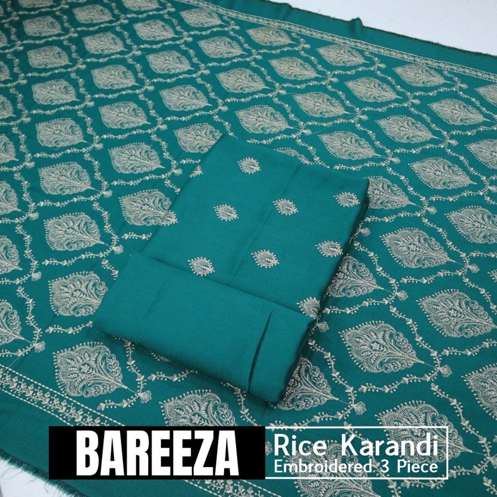 Bareeza EMD Shawl 3 Piece Rice Karandi (1614-012)