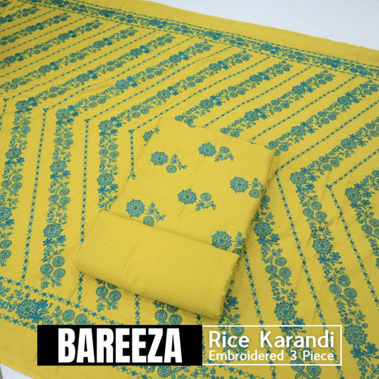 Bareeza EMD Shawl 3 Piece Rice Karandi (1614-014)