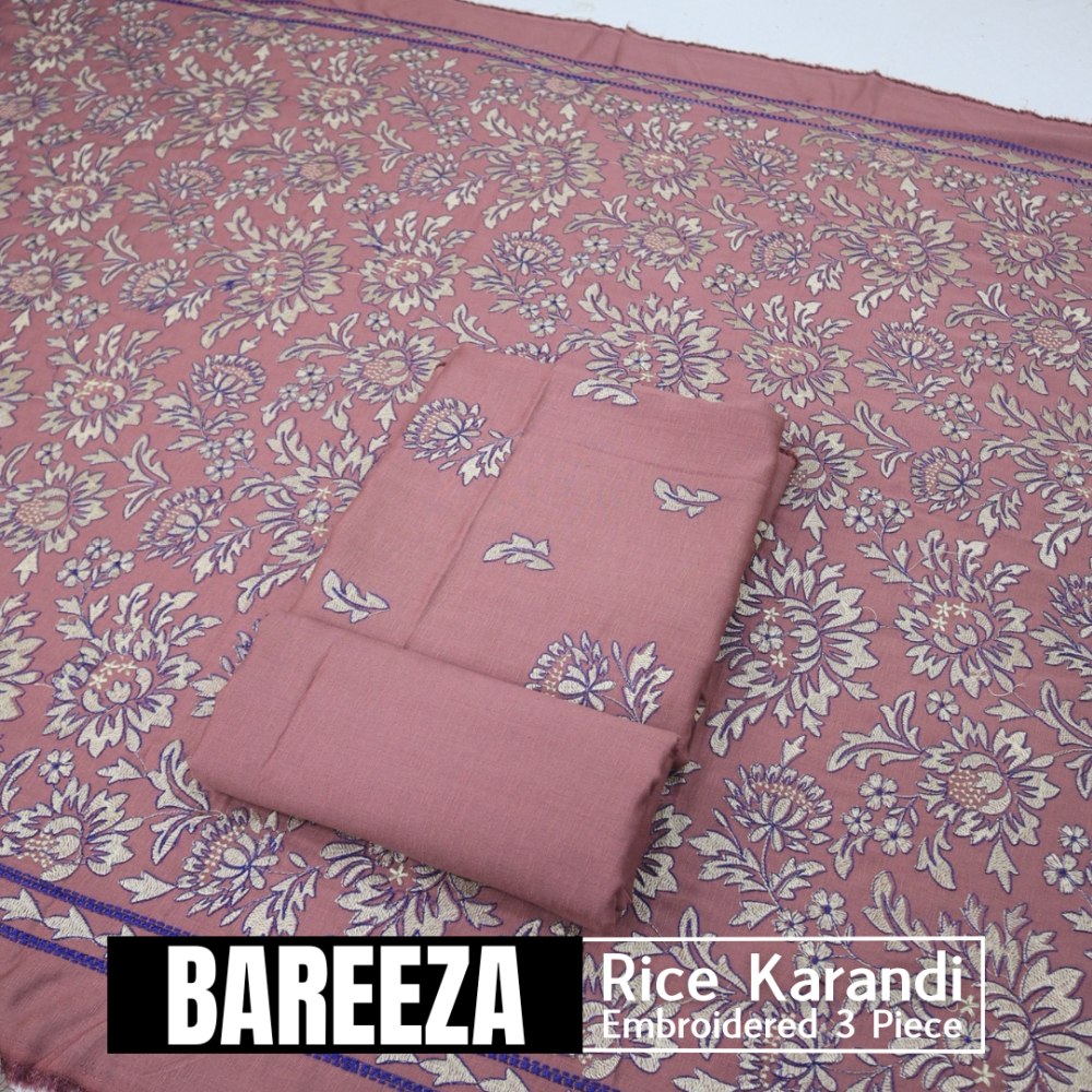 Bareeza EMD Shawl 3 Piece Rice Karandi (1614-015)