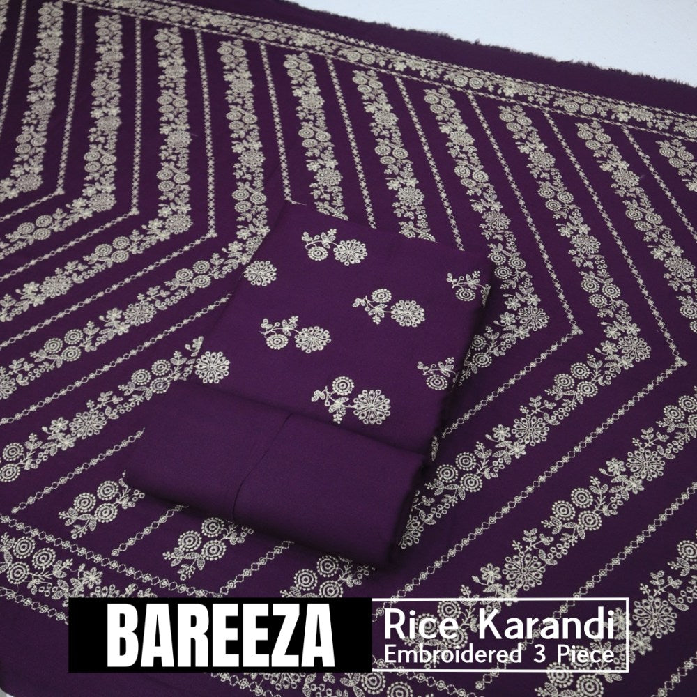Bareeza EMD Shawl 3 Piece Rice Karandi (1614-016)