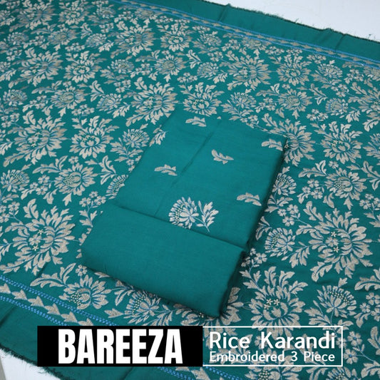 Bareeza EMD Shawl 3 Piece Rice Karandi (1614-019)