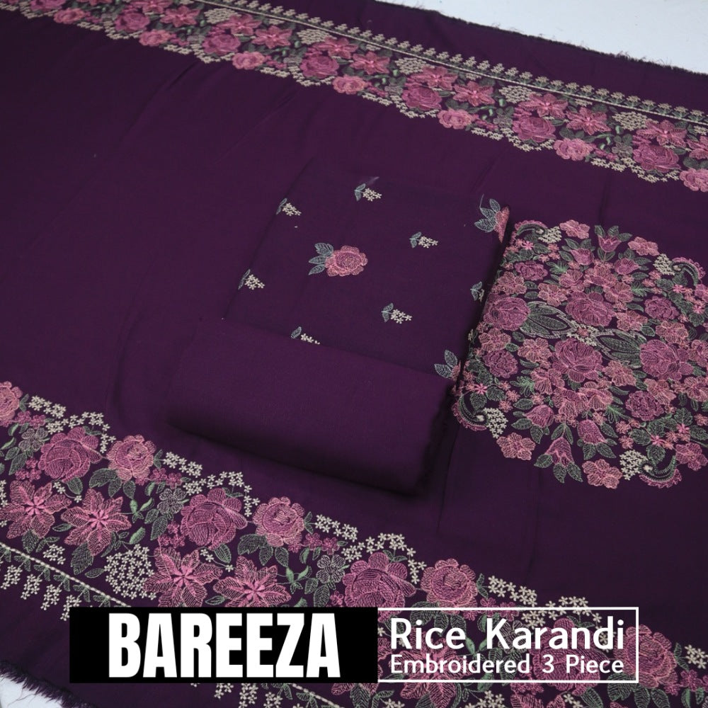 Bareeza EMD Shawl 3 Piece Rice Karandi (1614-020)