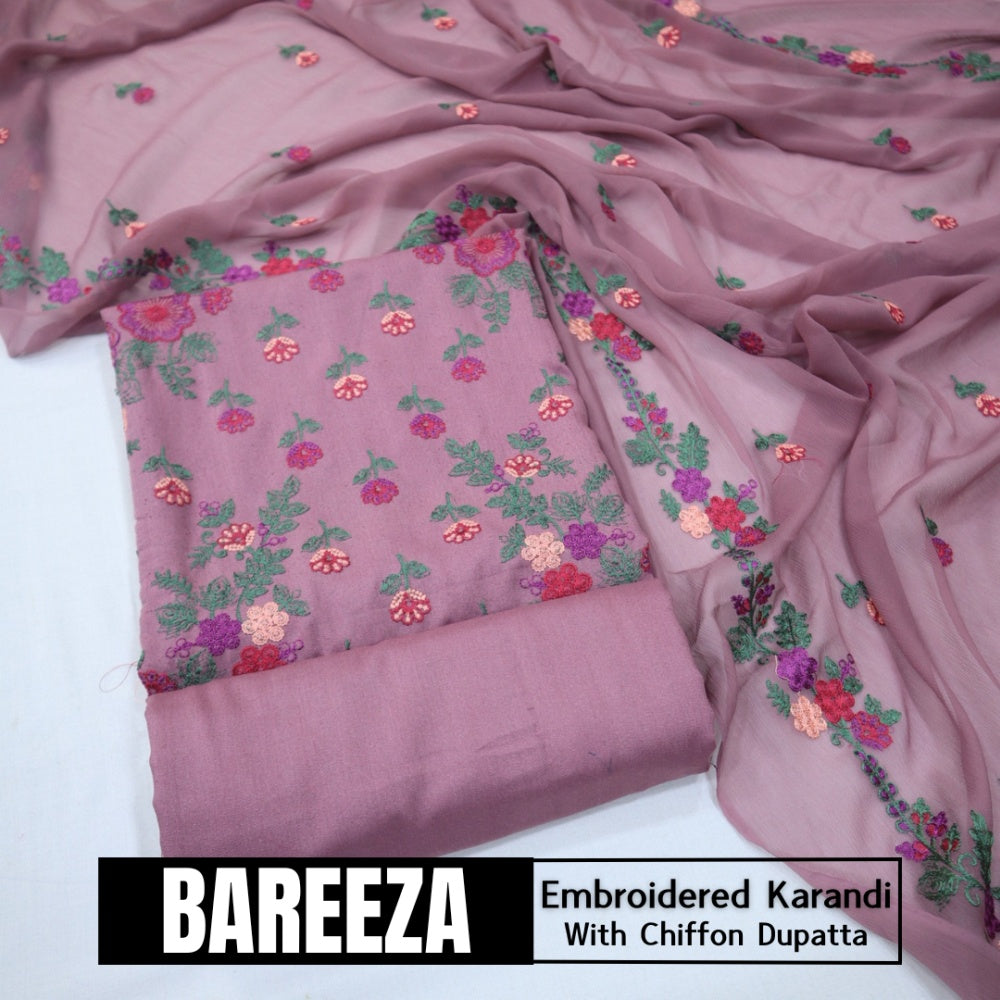 Bareeza Emd Karandi with Chiffon Dupatta (1615-002)