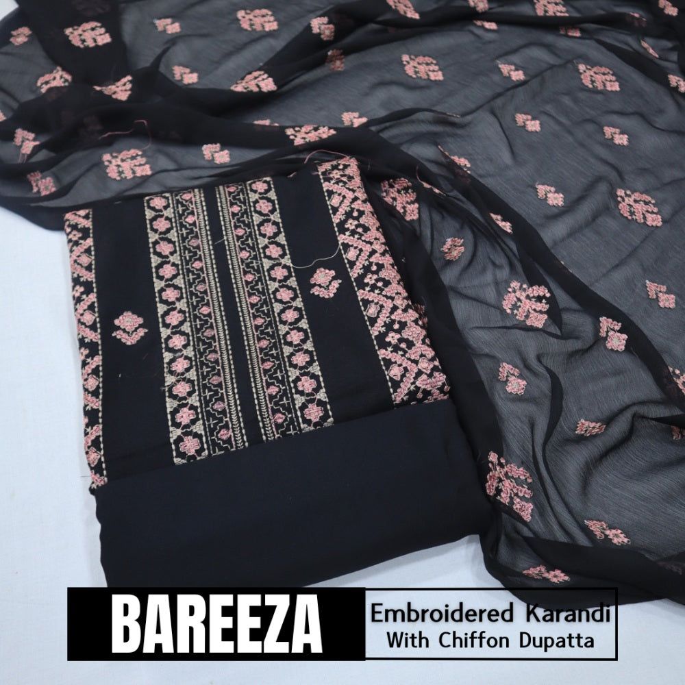 Bareeza Emd Karandi with Chiffon Dupatta (1615-005)