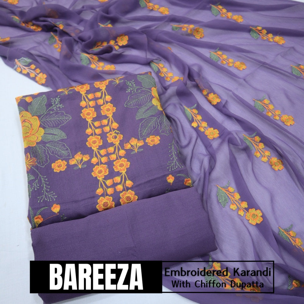 Bareeza Emd Karandi with Chiffon Dupatta (1615-006)