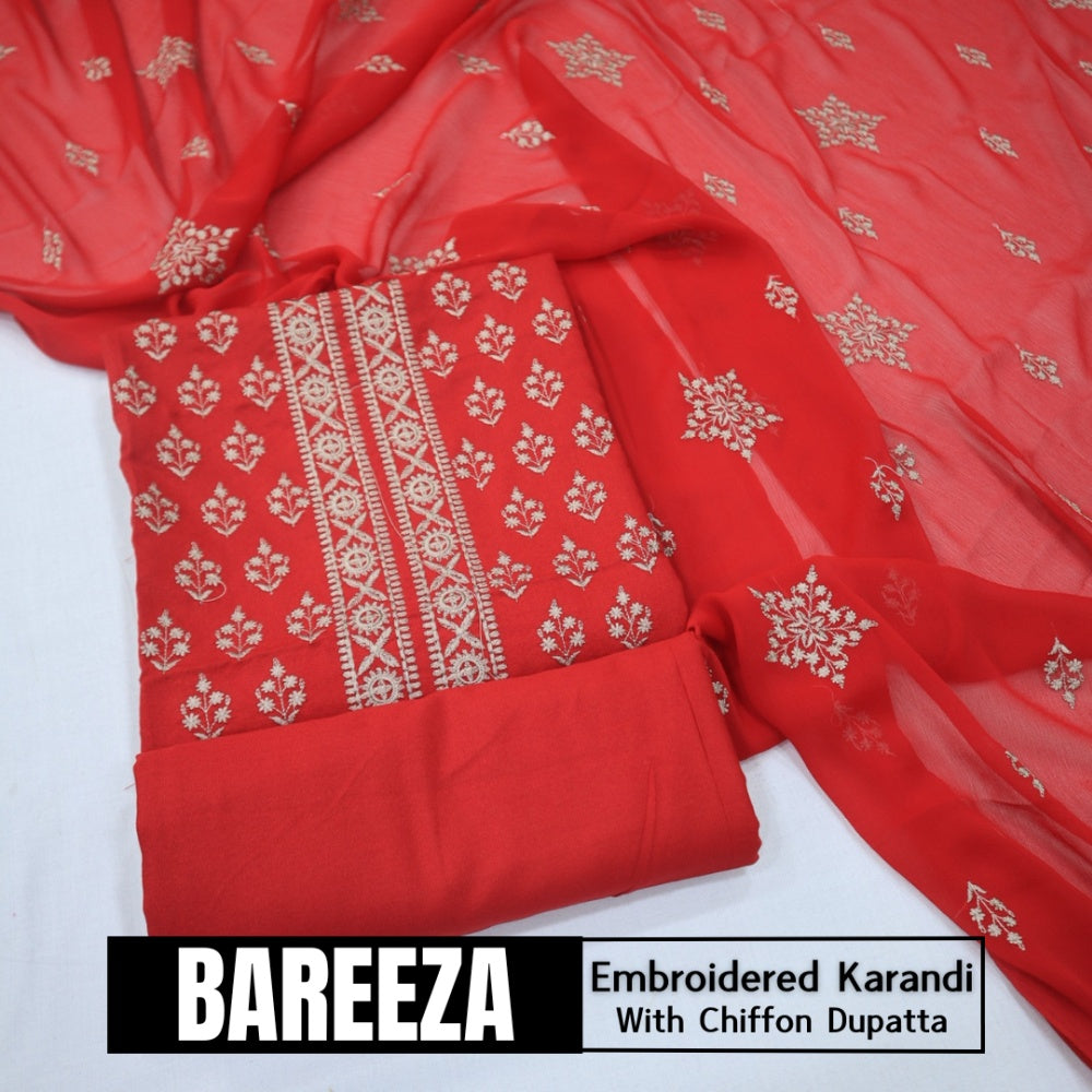 Bareeza Emd Karandi with Chiffon Dupatta (1615-007)