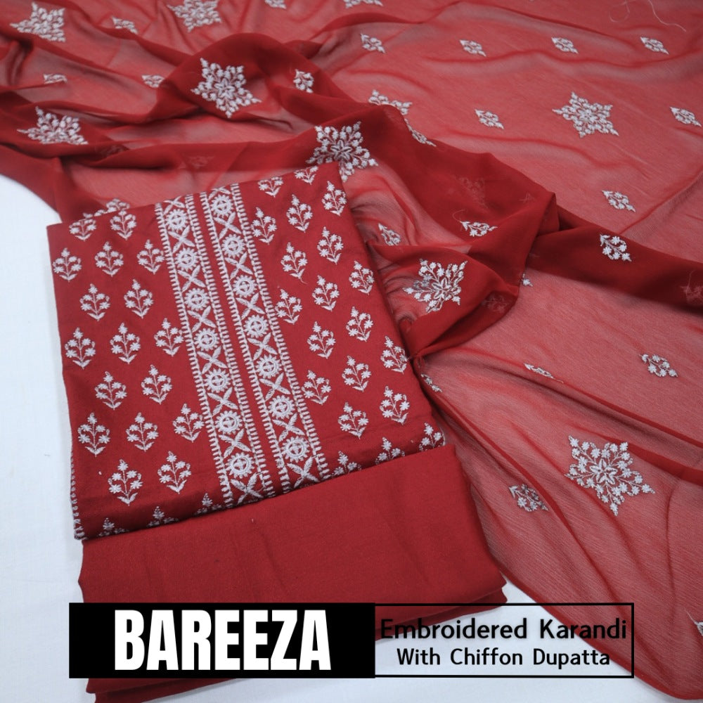 Bareeza Emd Karandi with Chiffon Dupatta (1615-008)