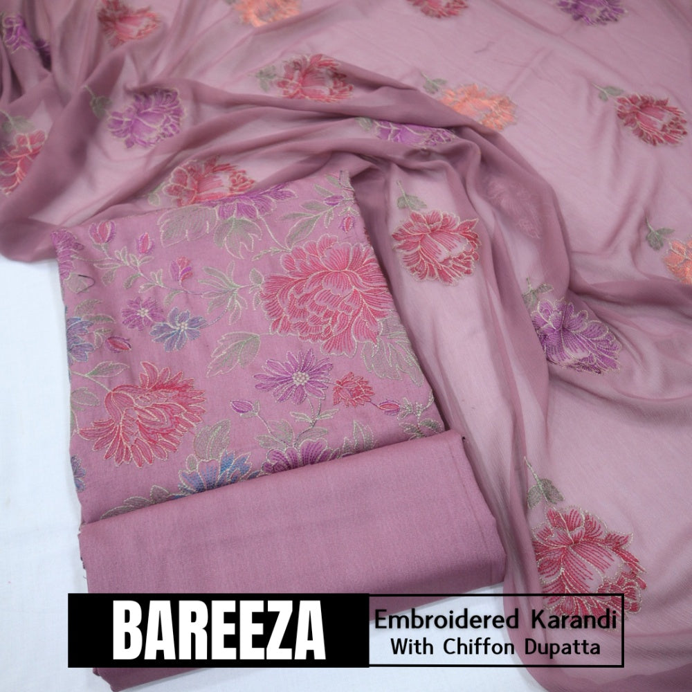 Bareeza Emd Karandi with Chiffon Dupatta (1615-009)