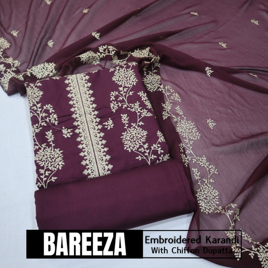 Bareeza Emd Karandi with Chiffon Dupatta (1615-014)