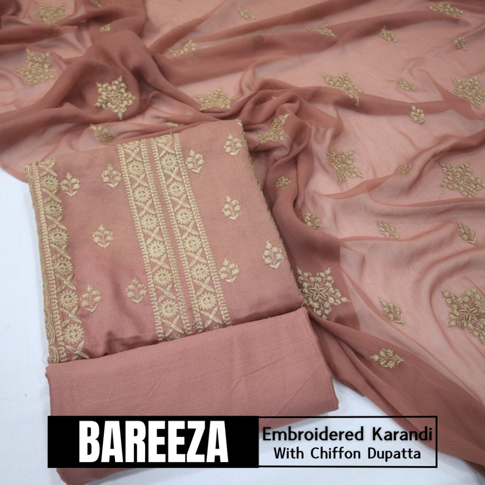 Bareeza Emd Karandi with Chiffon Dupatta (1615-015)