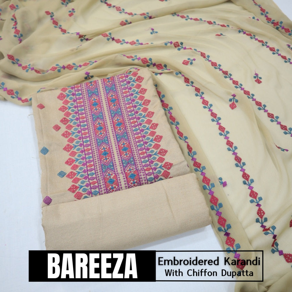 Bareeza Emd Karandi with Chiffon Dupatta (1615-019)