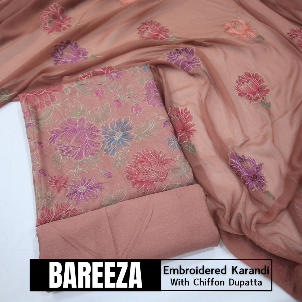 Bareeza Emd Karandi with Chiffon Dupatta (1615-020)