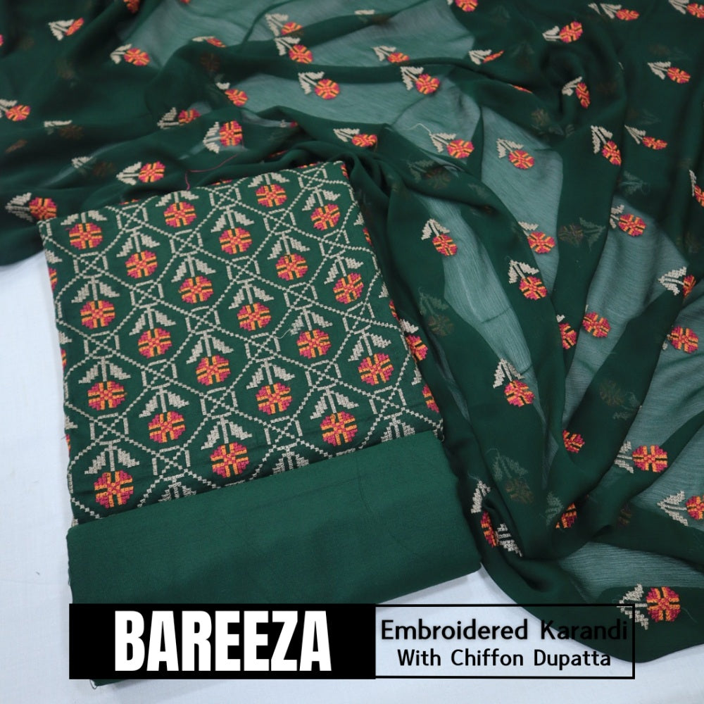 Bareeza Emd Karandi with Chiffon Dupatta (1615-023)