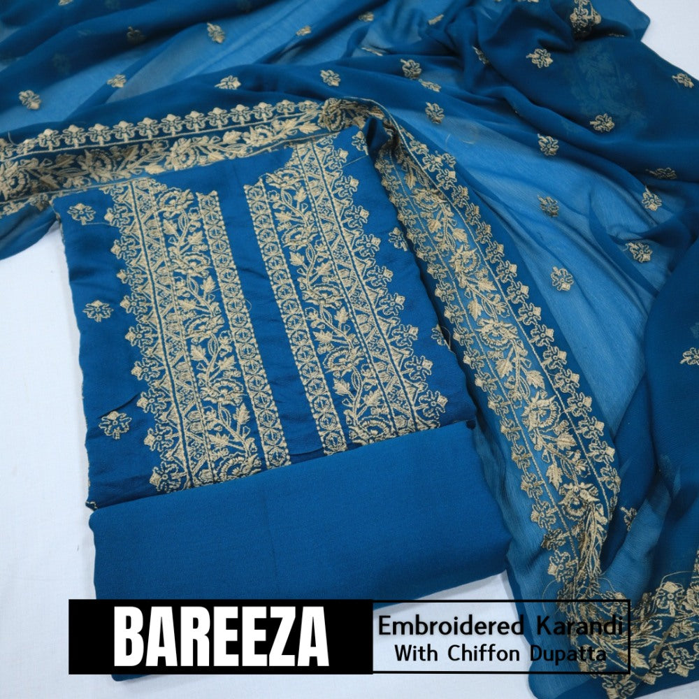 Bareeza Emd Karandi with Chiffon Dupatta (1615-029)