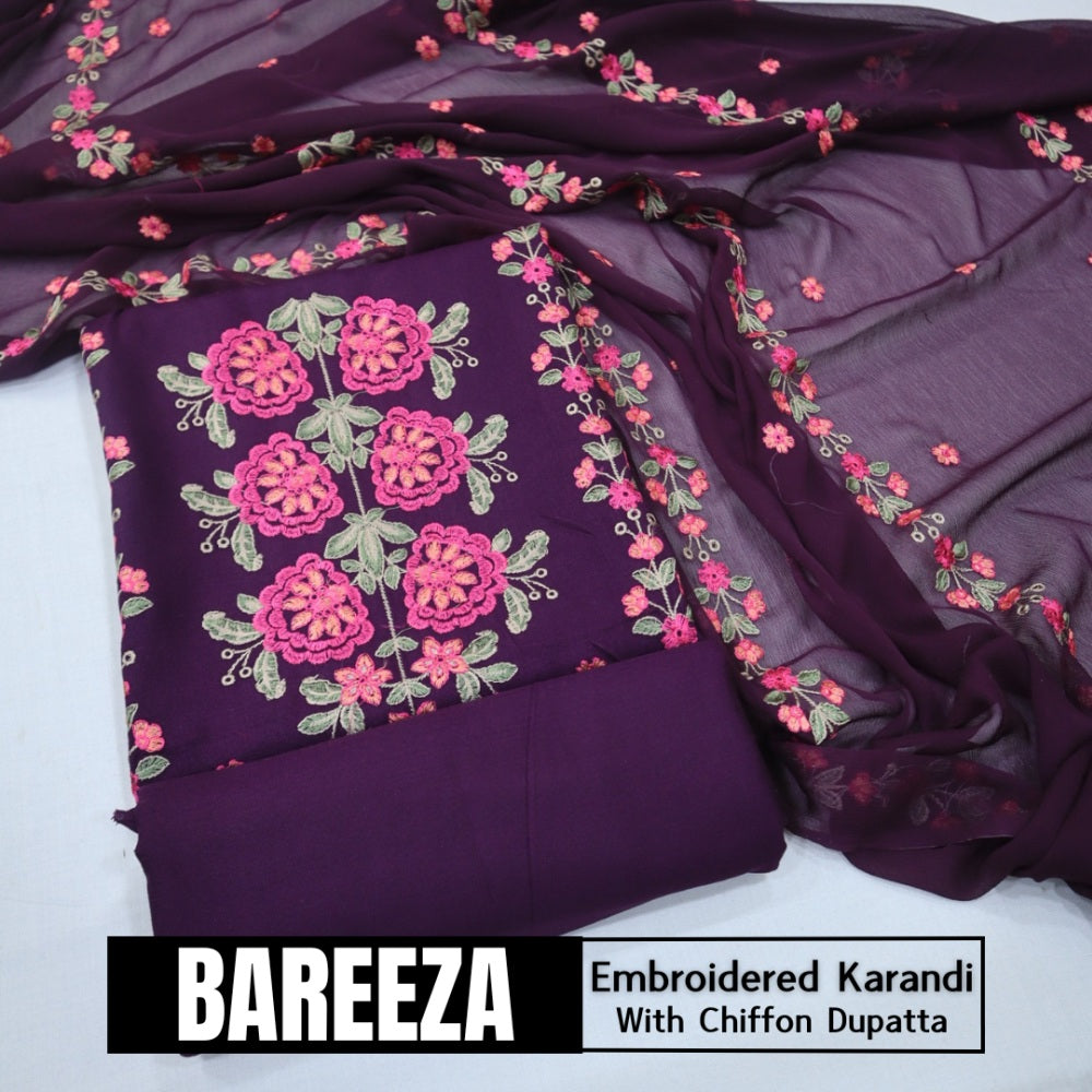 Bareeza Emd Karandi with Chiffon Dupatta (1615-032)