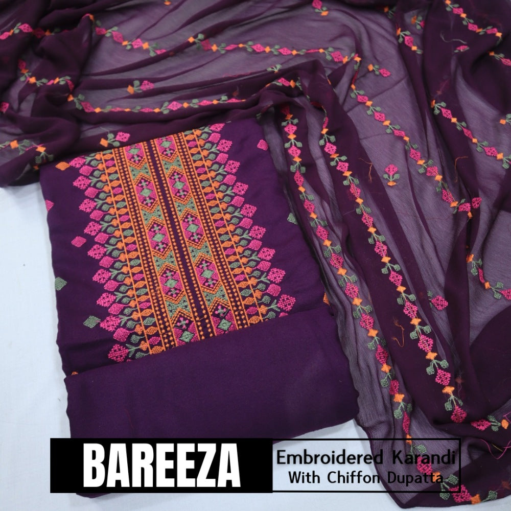 Bareeza Emd Karandi with Chiffon Dupatta (1615-037)