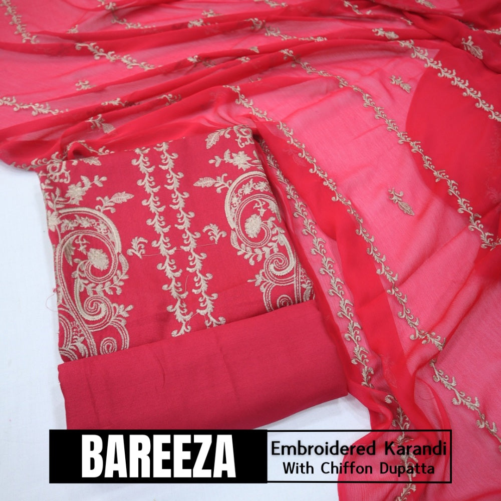 Bareeza Emd Karandi with Chiffon Dupatta (1615-038)