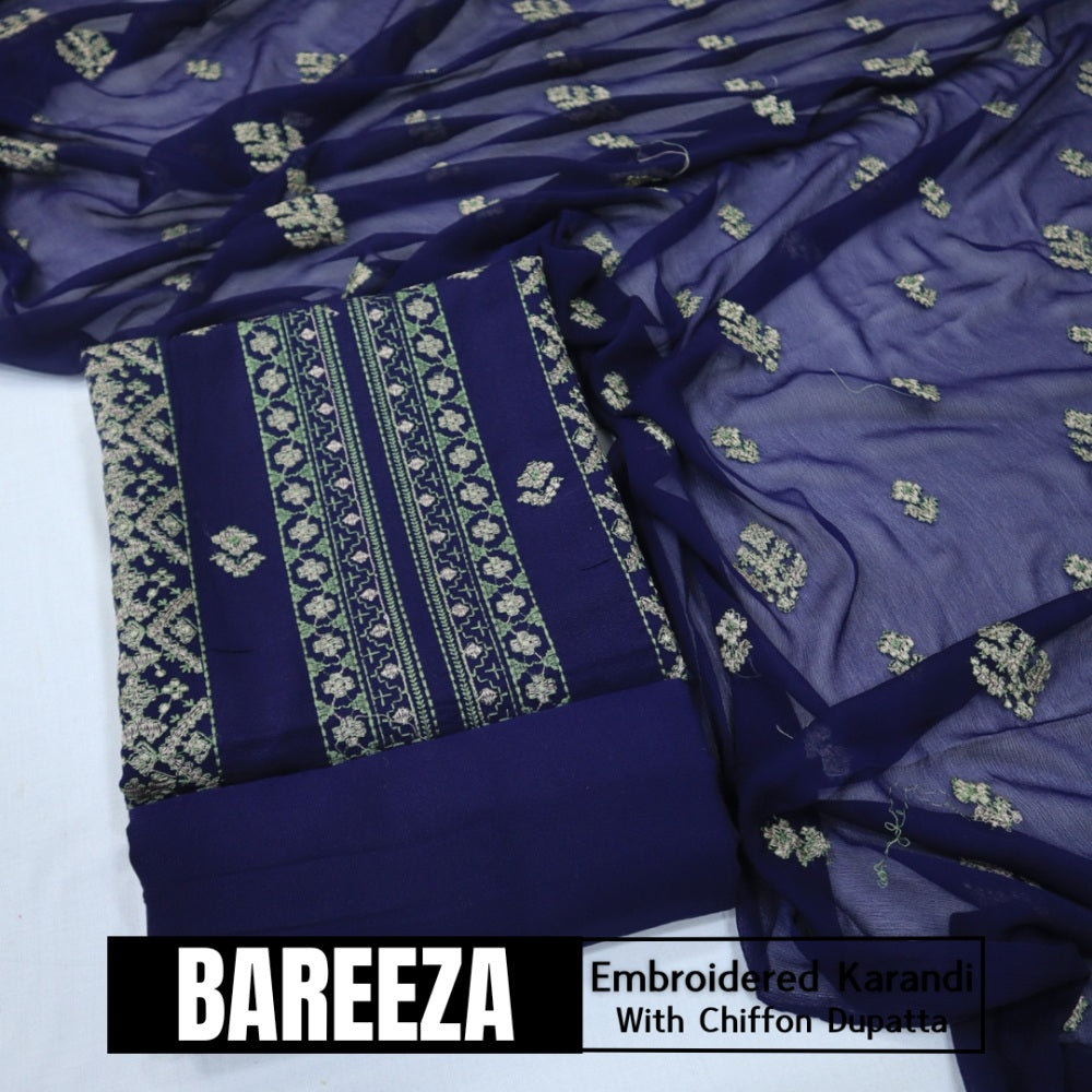 Bareeza Emd Karandi with Chiffon Dupatta (1615-041)