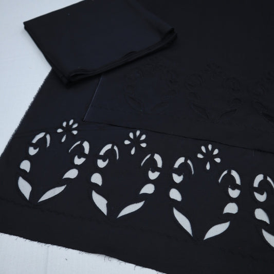 Cotton Lawn Laser Daman Work Black (1659-003)