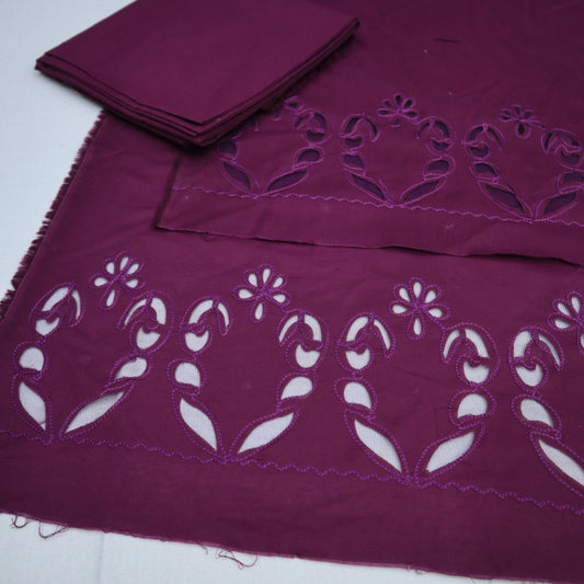 Cotton Lawn Laser Daman Work Purple (1659-005)
