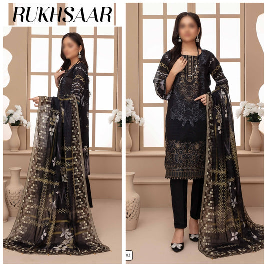 Rukhsaar EMB Lawn & Voil Dupatta (1696-003)