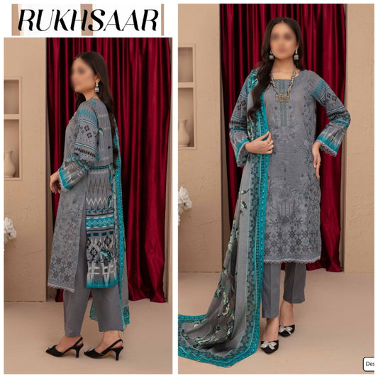 Rukhsaar EMB Lawn & Voil Dupatta (1696-006)