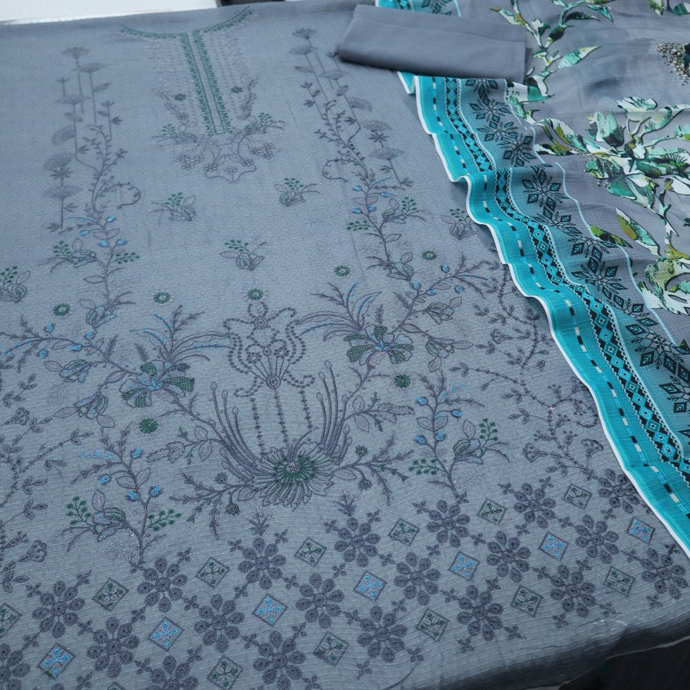 Rukhsaar EMB Lawn & Voil Dupatta (1696-006)