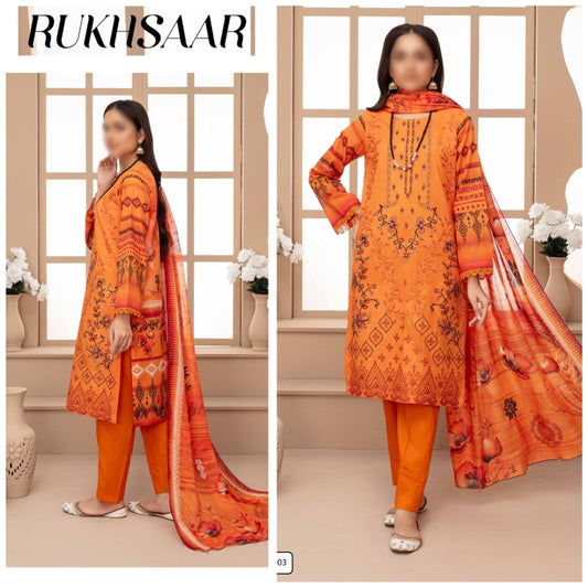 Rukhsaar EMB Lawn & Voil Dupatta (1696-007)