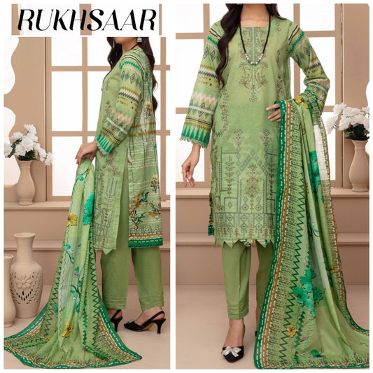 Rukhsaar EMB Lawn & Voil Dupatta (1696-008)