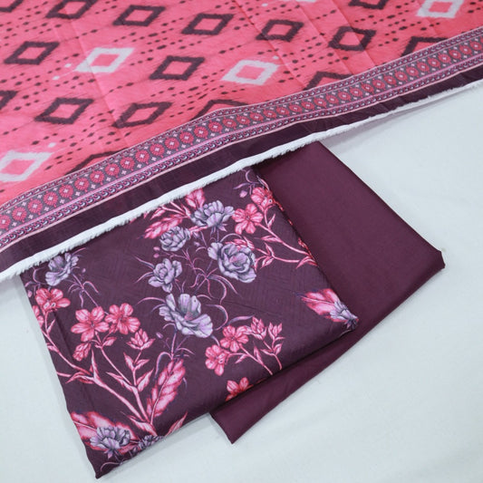 Self Jacquard Lawn 3 Piece (1702-010)