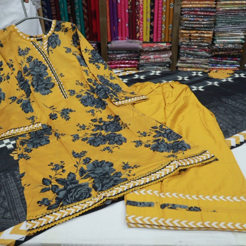 Bin Saeed Stitch Farshi Shalwar 3 PC (1714-004)