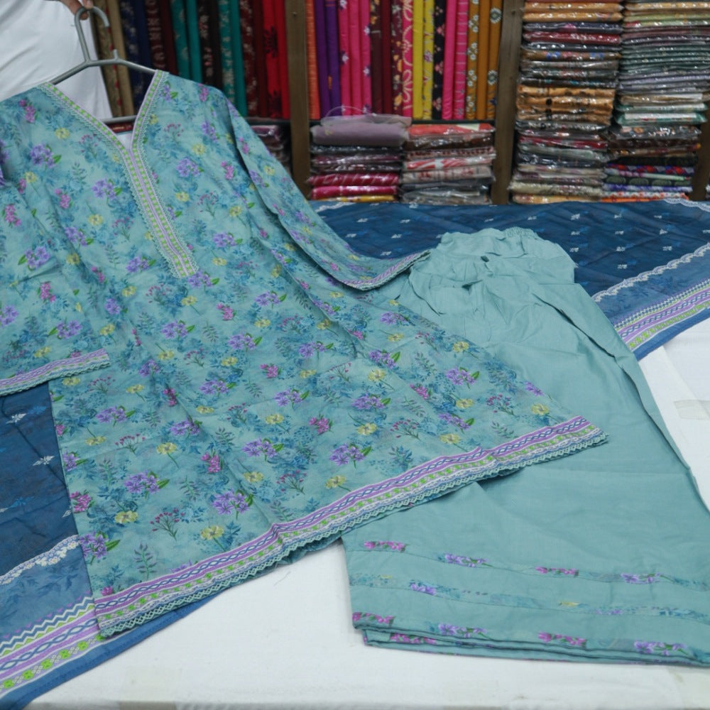 Bin Saeed Stitch Farshi Shalwar 3 PC (1714-005)