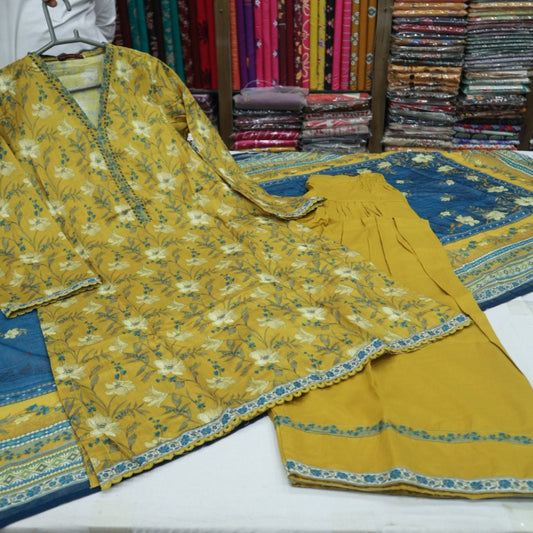 Bin Saeed Stitch Farshi Shalwar 3 PC (1714-011)