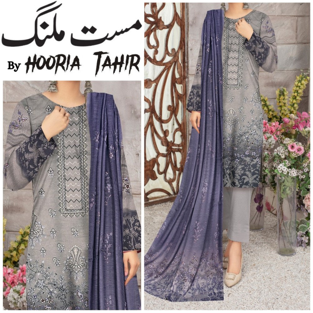 Hooria Tahir Bana Dora EMB Lawn 3 Piece (1744-002)