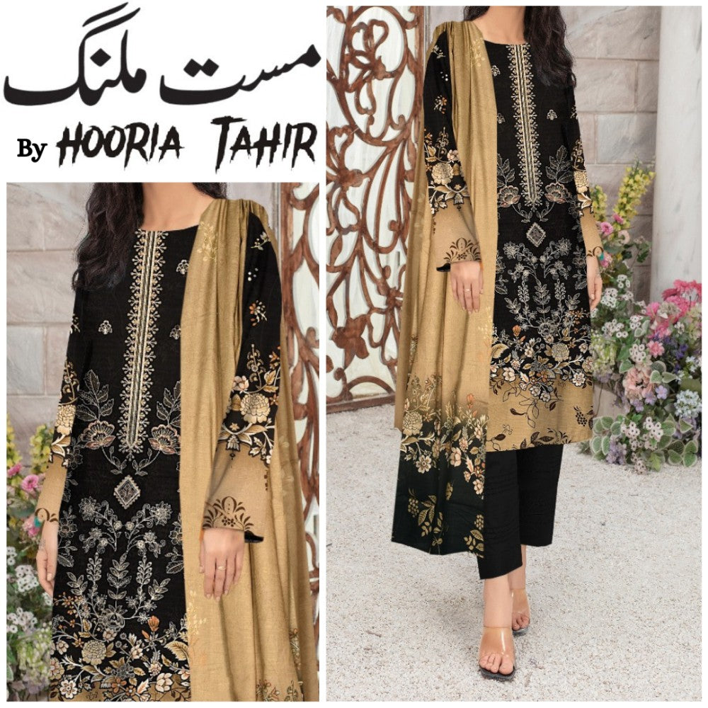 Hooria Tahir Bana Dora EMB Lawn 3 Piece (1744-005)