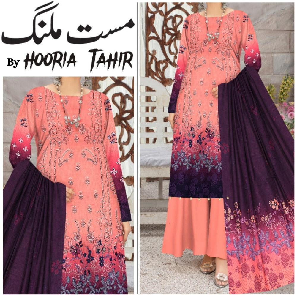 Hooria Tahir Bana Dora EMB Lawn 3 Piece (1744-006)