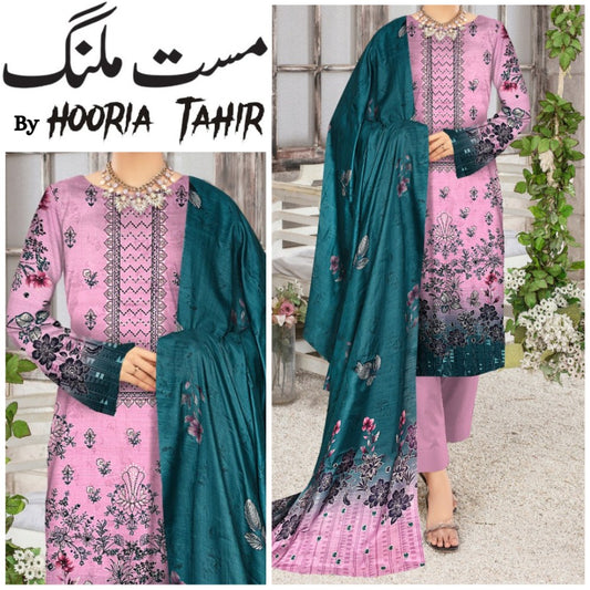 Hooria Tahir Bana Dora EMB Lawn 3 Piece (1744-008)
