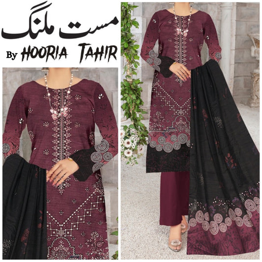 Hooria Tahir Bana Dora EMB Lawn 3 Piece (1744-009)