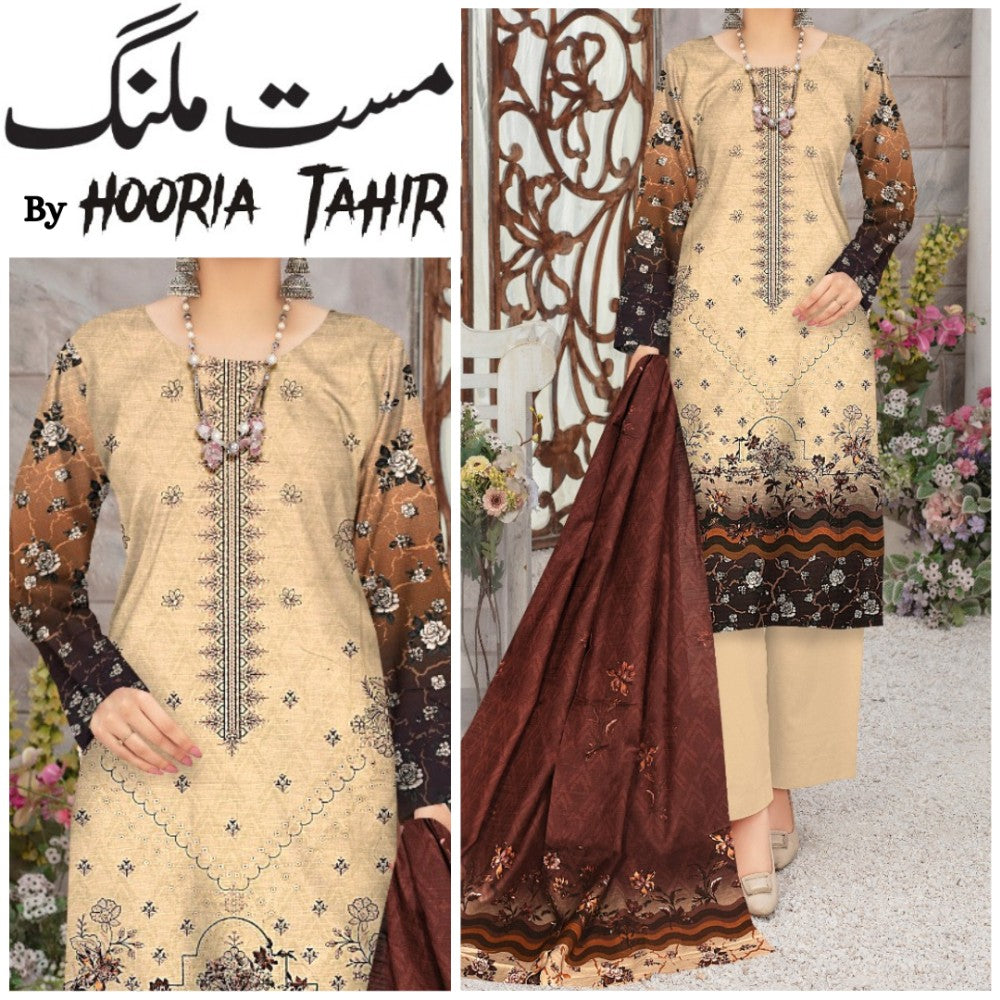 Hooria Tahir Bana Dora EMB Lawn 3 Piece (1744-010)