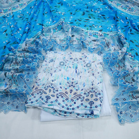 Chickenkari EMB & Cut-Work Dupatta by Riwayat (1932-003)